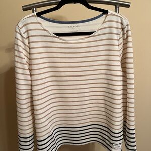 Talbots Petite XL Cream, Brown & Black Striped Top